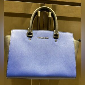 Michael Kors Blue and Black Tote Top Handle Shoulder Bag